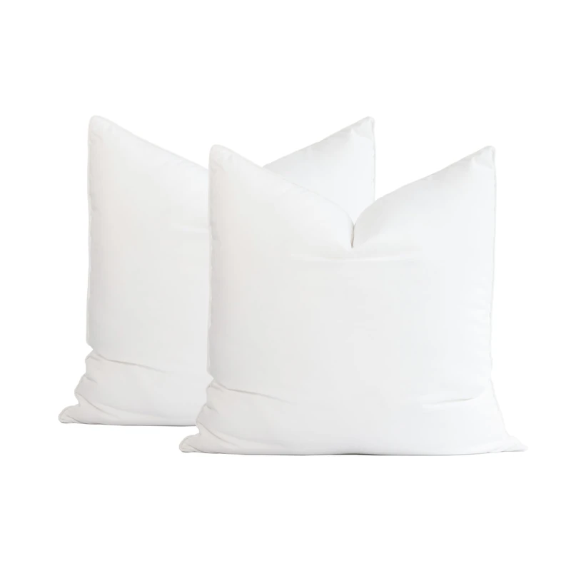 Hofdeco Premium Throw Pillow Insert, Set of 2, 24"x24" (for Cover Size 22"x22") Water Resistant Synthetic Down Alternative Sham Stuffer for Patio, Bench, Garden, Poolside, White