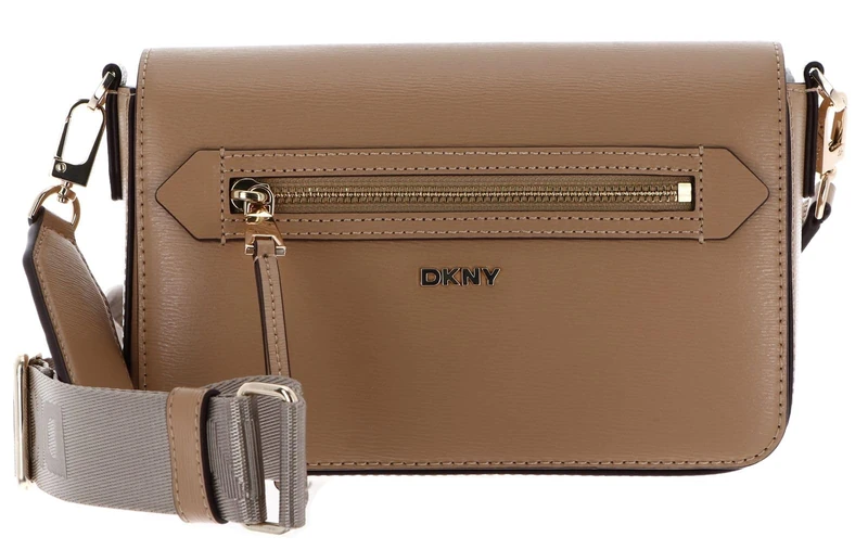 DKNY Women Bryant Ave Medium Flap Crossbody 100% Cow Leather, Cappucino
