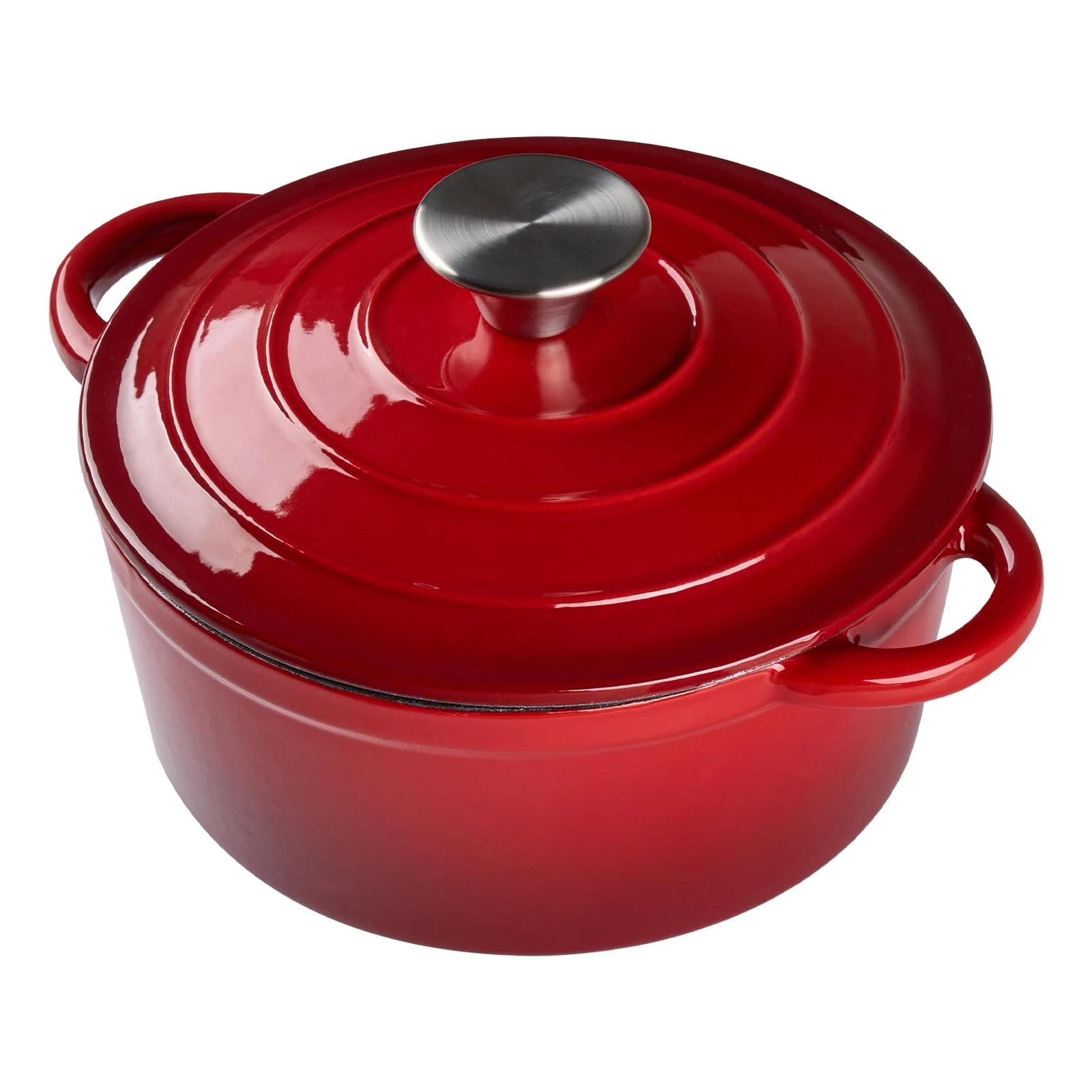 Warmiehomy Enamelled Cast Iron Pot with Lid,Red 4L Non Stick Deep Dutch Oven,Ovenproof Casserole Pot Cooking Stockpot for Induction and Oven Safe,24cm