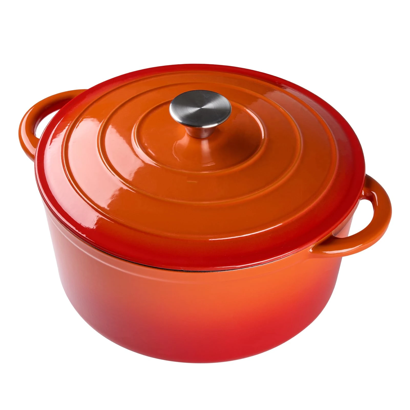 Warmiehomy Enamelled Cast Iron Pot with Lid,Orange 4L Non Stick Deep Dutch Oven,Ovenproof Casserole Pot Cooking Stockpot for Induction and Oven Safe,24cm