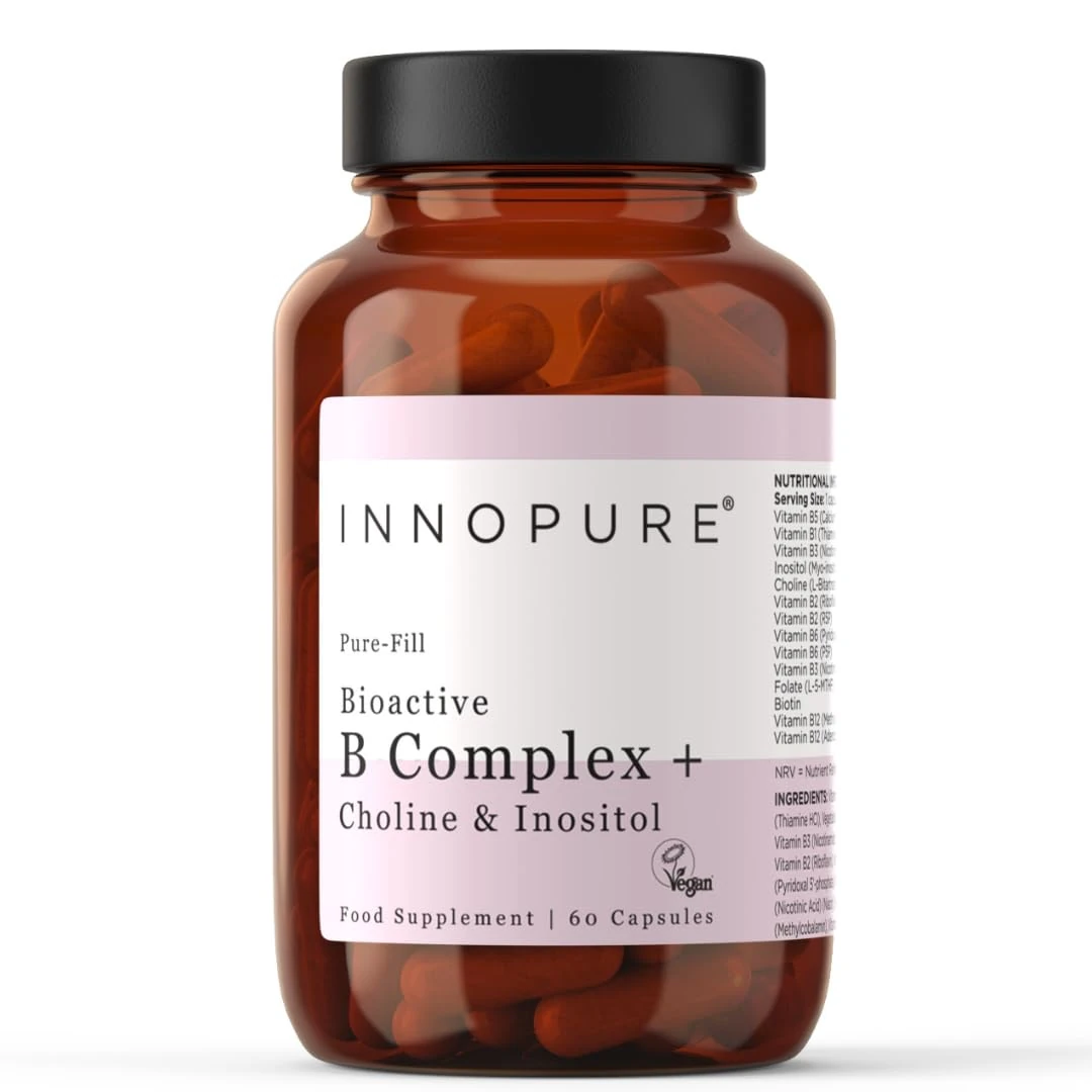 INNOPURE Bioactive Vitamin B Complex with L-Methylfolate + Inositol and Choline Clean Label (Pure-Fill) High Strength Methylated B Vitamins, 60 Capsules