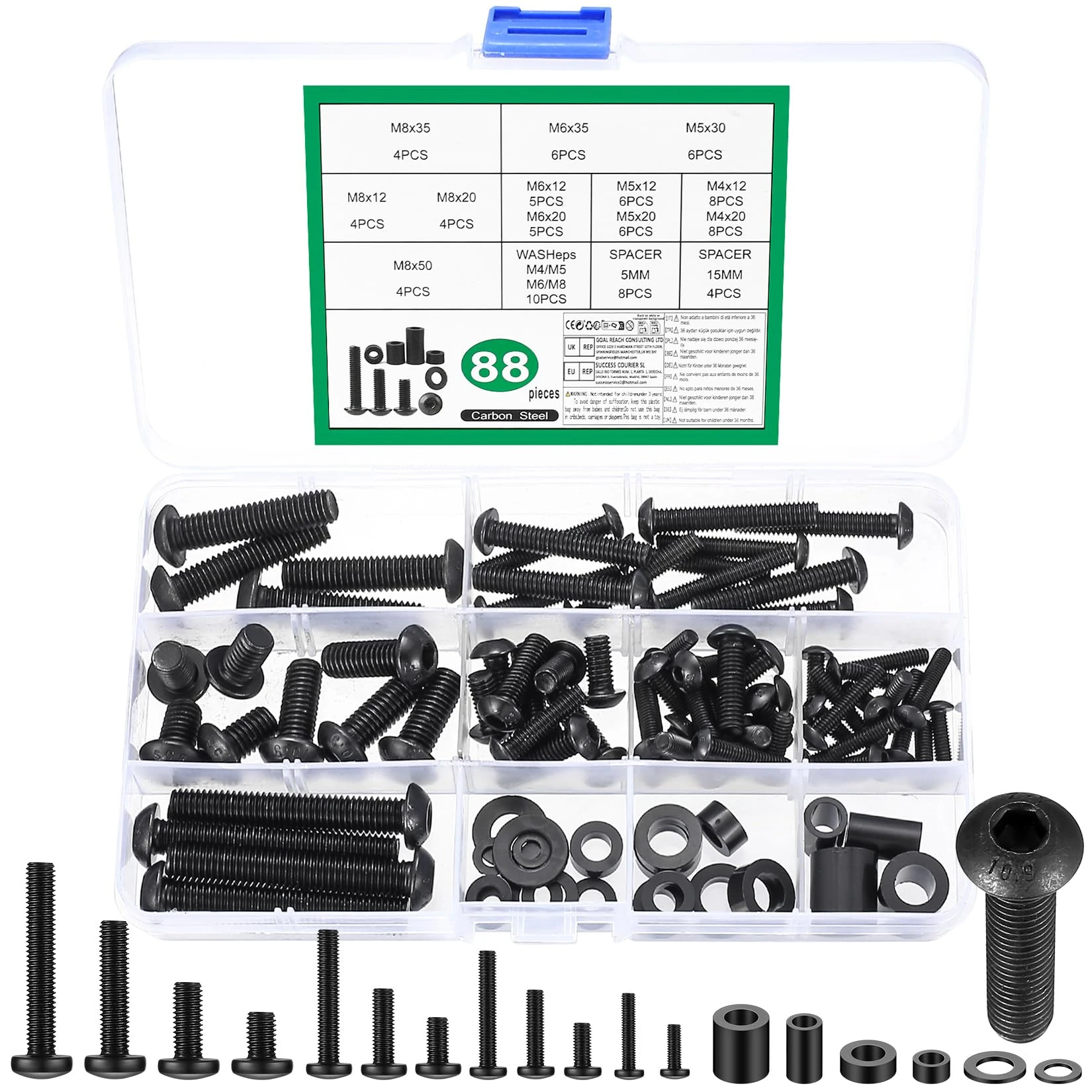 88 Pcs Universal TV Mounting Hardware Kit, M4 M5 M6 M8 Vesa Screws, Vesa Mount Screws for TV Wall Mount Hardware Kit for TVs Monitor Mounts Bracket Fixings Bolts with Washers