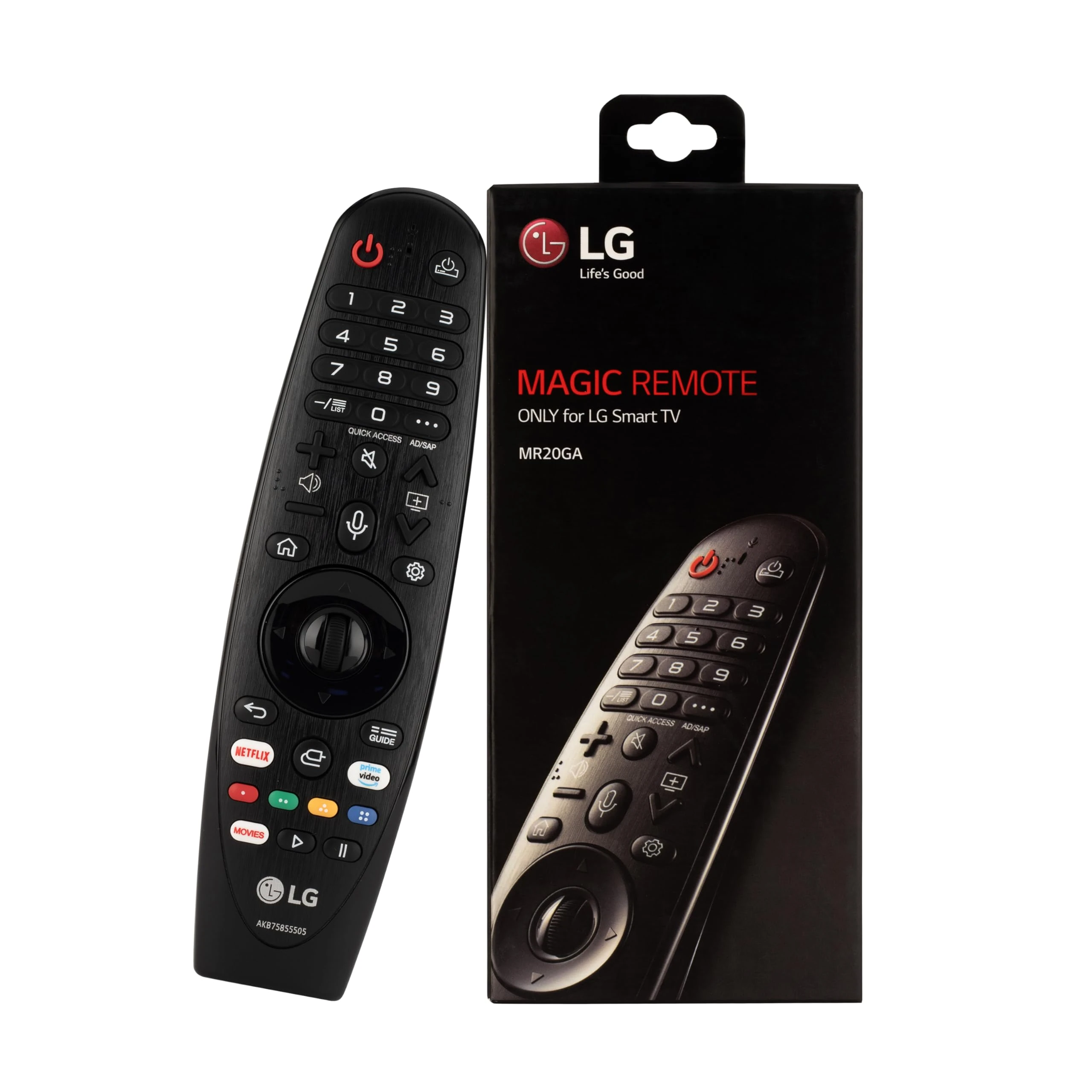 LG Original Magic Remote Control, Working with Many Models, Netflix and Prime Video Hot Keys, Google/Alexa (MR20)