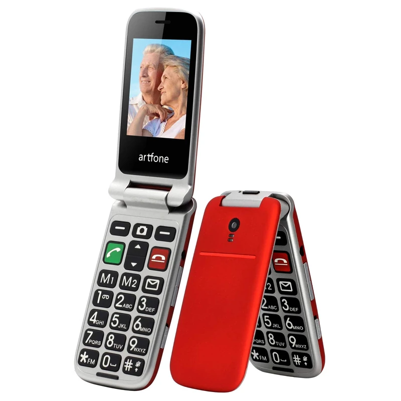 artfone CF241A GSM Klapphandy Seniorenhandy mit Ladegerät und Kamera丨Dual SIM Handy mit Notruftaste丨2,4 Zoll Farbdisplay丨Rentner Handy große Tasten 丨FM Radio丨1300mAh Akku丨Bluetooth - Red