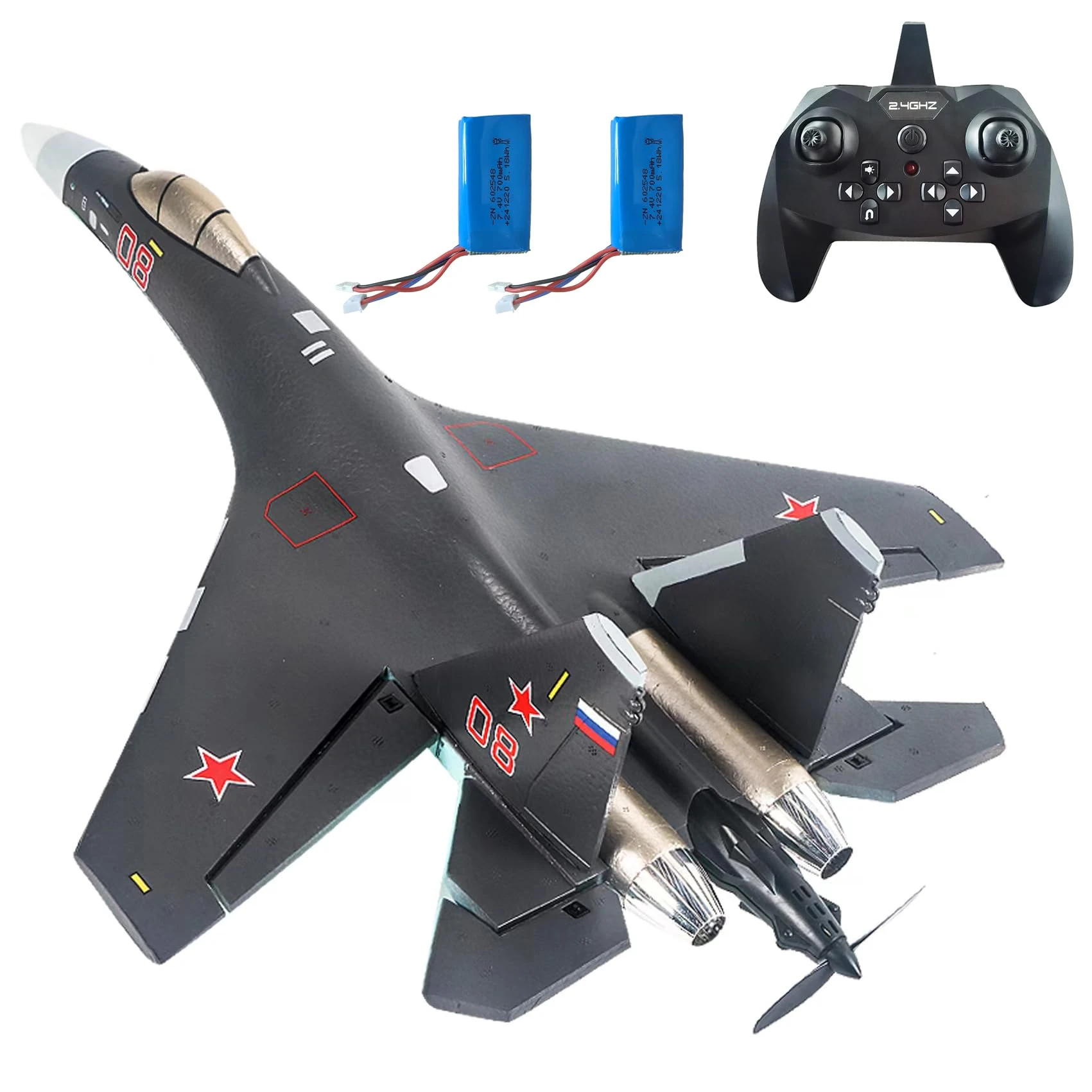 OTXKOO RC Plane Remote Control Airplane RTF 4CH Tail Motor 3D / 6D Stunt Function SU35 Jet Aircraft with Hobby Model 2 Left Hand Throttle