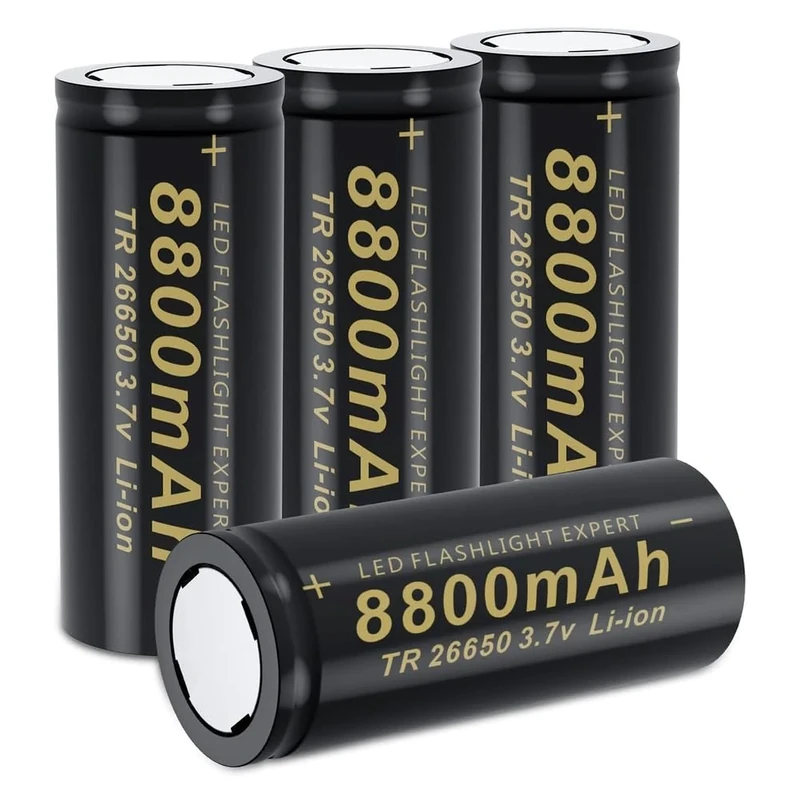 TLYA 26650 Lithium Battery 8800MAH3.7V Rechargeable Battery Bright Flashlight Handheld Fan Flat Tip Battery,4Pcs
