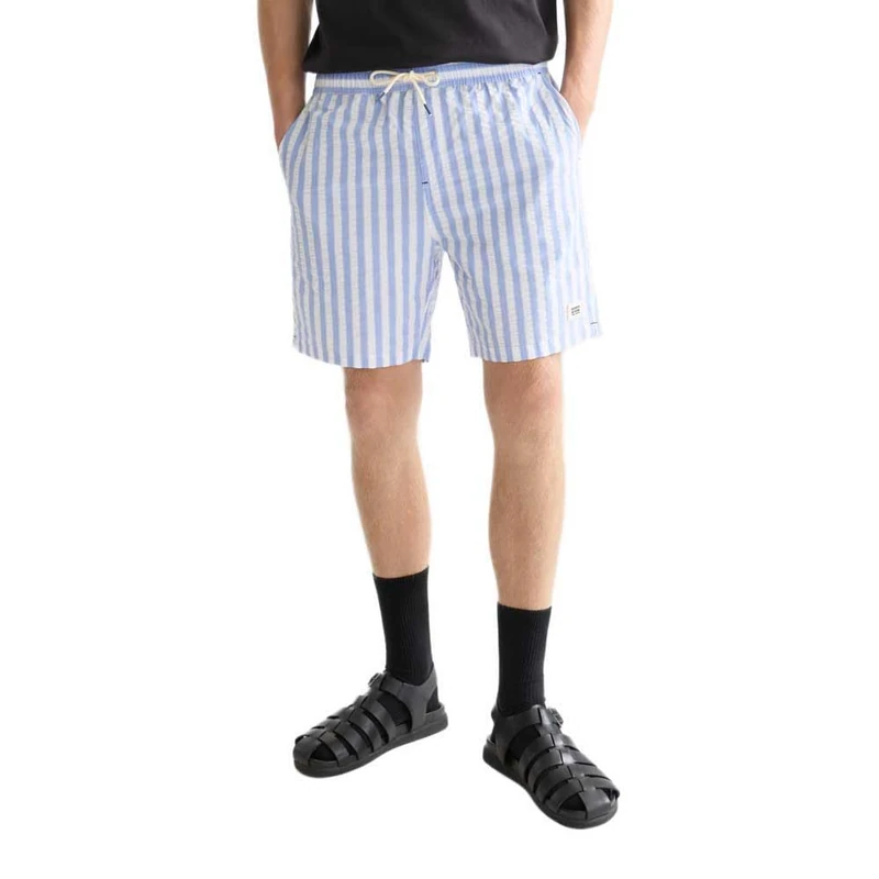 SCOTCH & SODA Men's Mid Length Swimshort Board Shorts, Classic Stripe Infinity 420, S