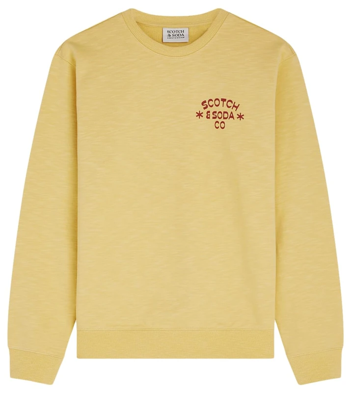 SCOTCH & SODA Men's Left Chest Logo Crewneck Sweatshirt, Raffia 730, L