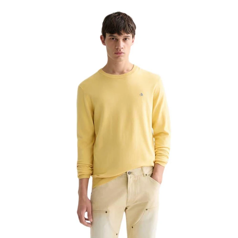 SCOTCH & SODA Men's Regular Crew Neck Cotton Blend Pullover Sweater, Raffia 720, M