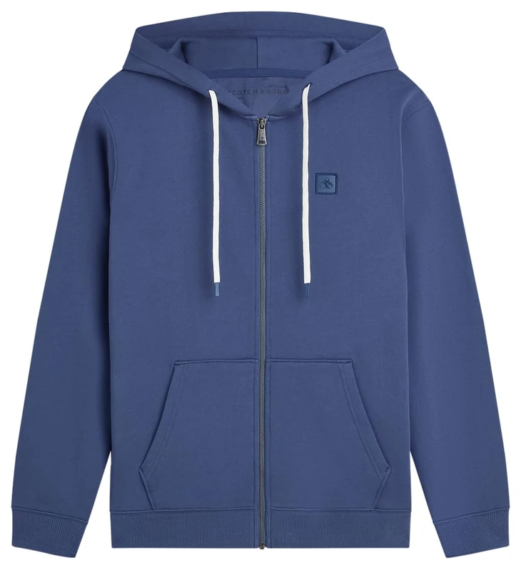 SCOTCH & SODA Men's Essential Badge Logo Hooded Sweatshirt, Oceana 401, M