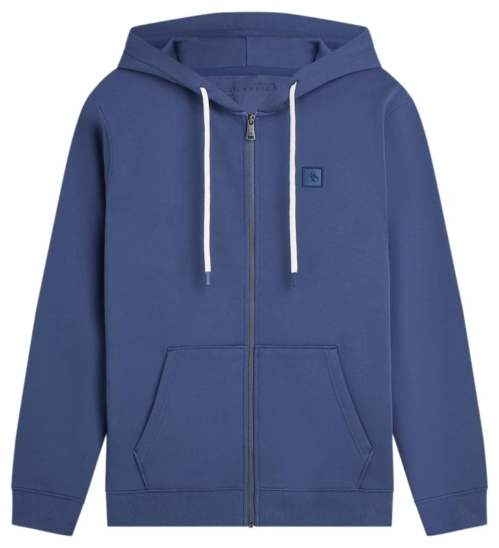 SCOTCH & SODA Men's Essential Badge Logo Hooded Sweatshirt, Oceana 401, XXL