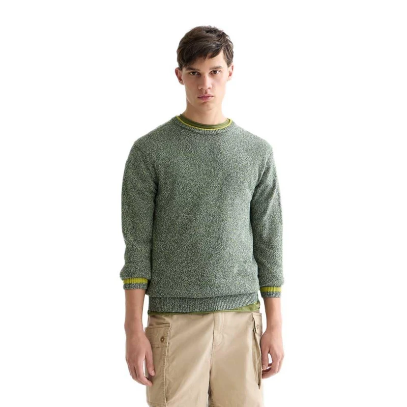 SCOTCH & SODA Men's Regular Crew Neck Pullover Sweater, Garden Green Melange 300, S