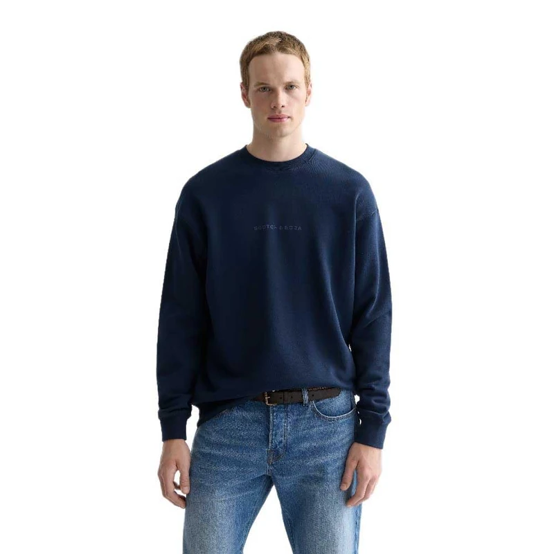 SCOTCH & SODA Men's Chest Logo Crewneck Sweatshirt, Pageant Blue 401, S
