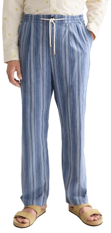 SCOTCH & SODA Men's Linen Blend Sweatpant Casual Pants, Pageant Blue Stripe 401, M