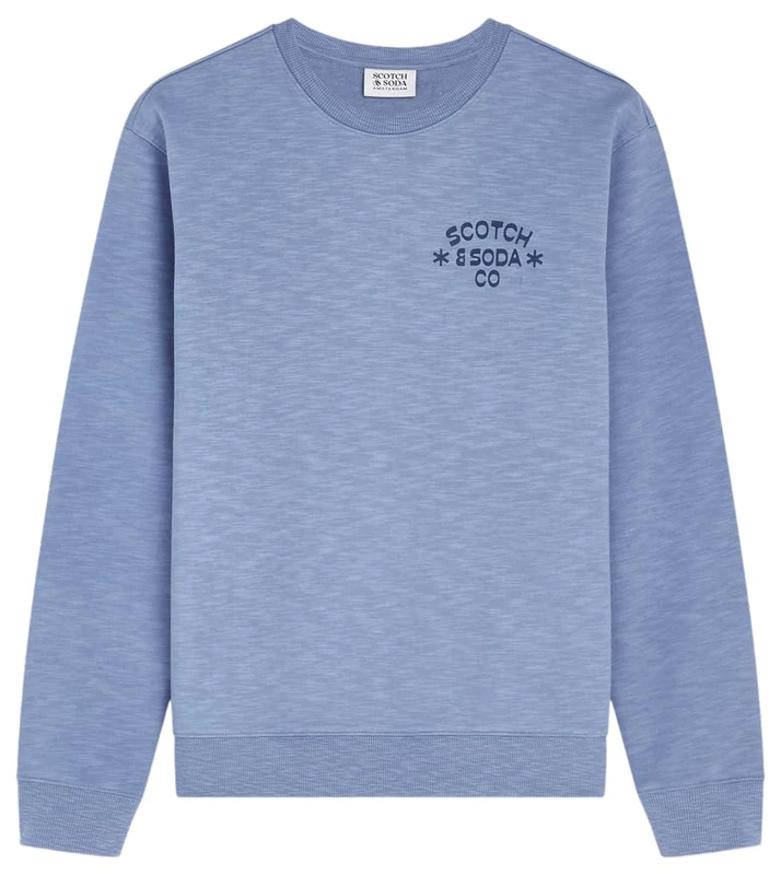 SCOTCH & SODA Men's Left Chest Logo Crewneck Sweatshirt, Infinity 410, XXL