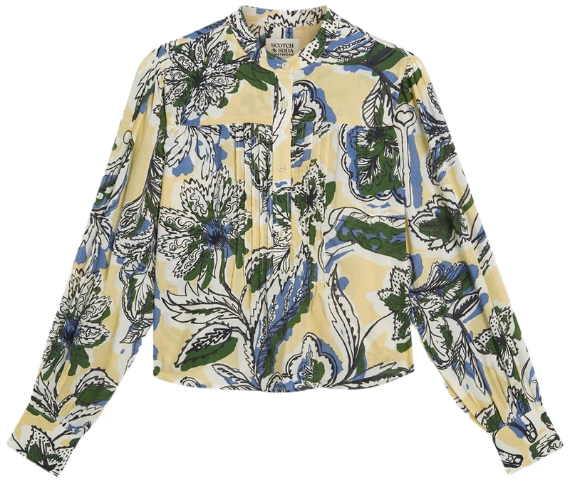 Scotch & Soda Women's Printed Relaxed-Fit Shirt, Lucky Bandana Multi Parsnip U242, 36 - Image 1