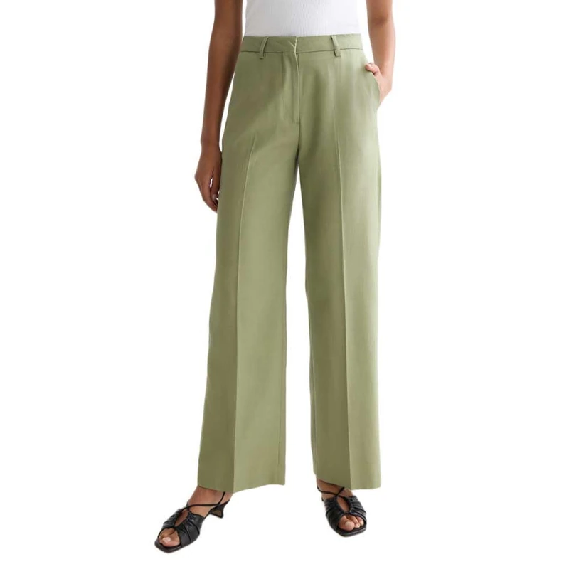 Scotch & Soda Women's High-Rise Wide-Leg Pants Loose-Fit Casual, Oil Green U362, 25W x 32L