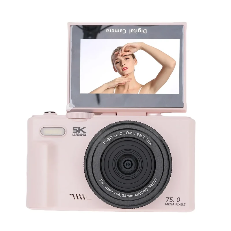Sxhlseller 5K Digital Camera for Photography, WiFi 75MP Vlogging Camera with 18X Digital Zoom, 0.45x Macro Wide Angle Lens, Compact Travel Camara