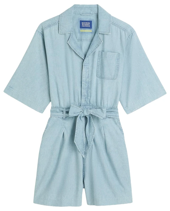 Scotch & Soda Women's Denim Playsuit Jumpsuit, Shine A Light U995, XL
