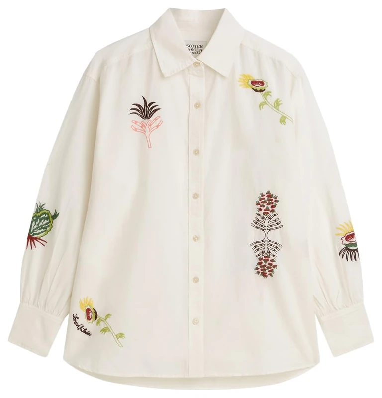 Scotch & Soda Women's Embroidered Girlfriend Shirt, Eggnog U137, 40