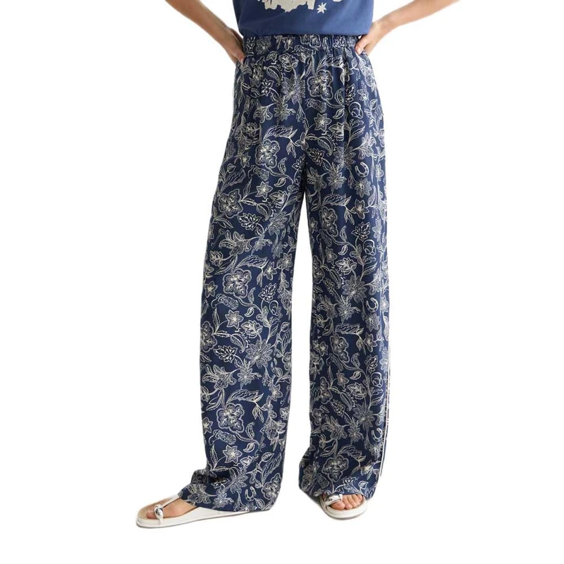 Scotch & Soda Women's High-Rise Wide-Leg Pants Loose-Fit Casual, Lucky Bandana Dress Blues V497, M / 32L