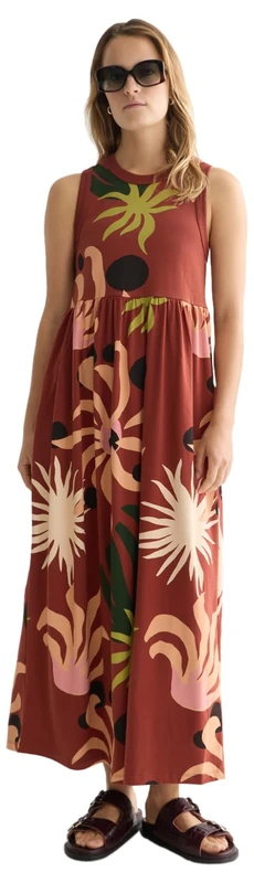 Scotch & Soda Women's Tank midi Dress Casual, Desert Hawaiian Burnt Henna V607, M