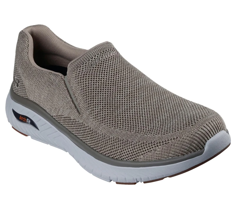 Skechers Men's Arch Fit Crosser Locke Slip-On Sneakers, Taupe Mesh, 11 UK