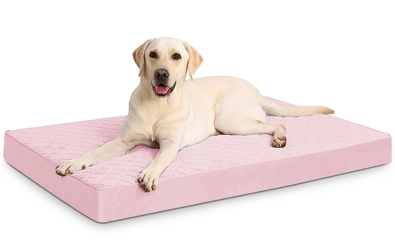 NUPIDA Orthopedic XL Dog Beds Large Sized Dog Waterproof Pet Kennel Pad with Removable Washable Cover and Non-Slip Bottom, 41x27 Inch, Pink