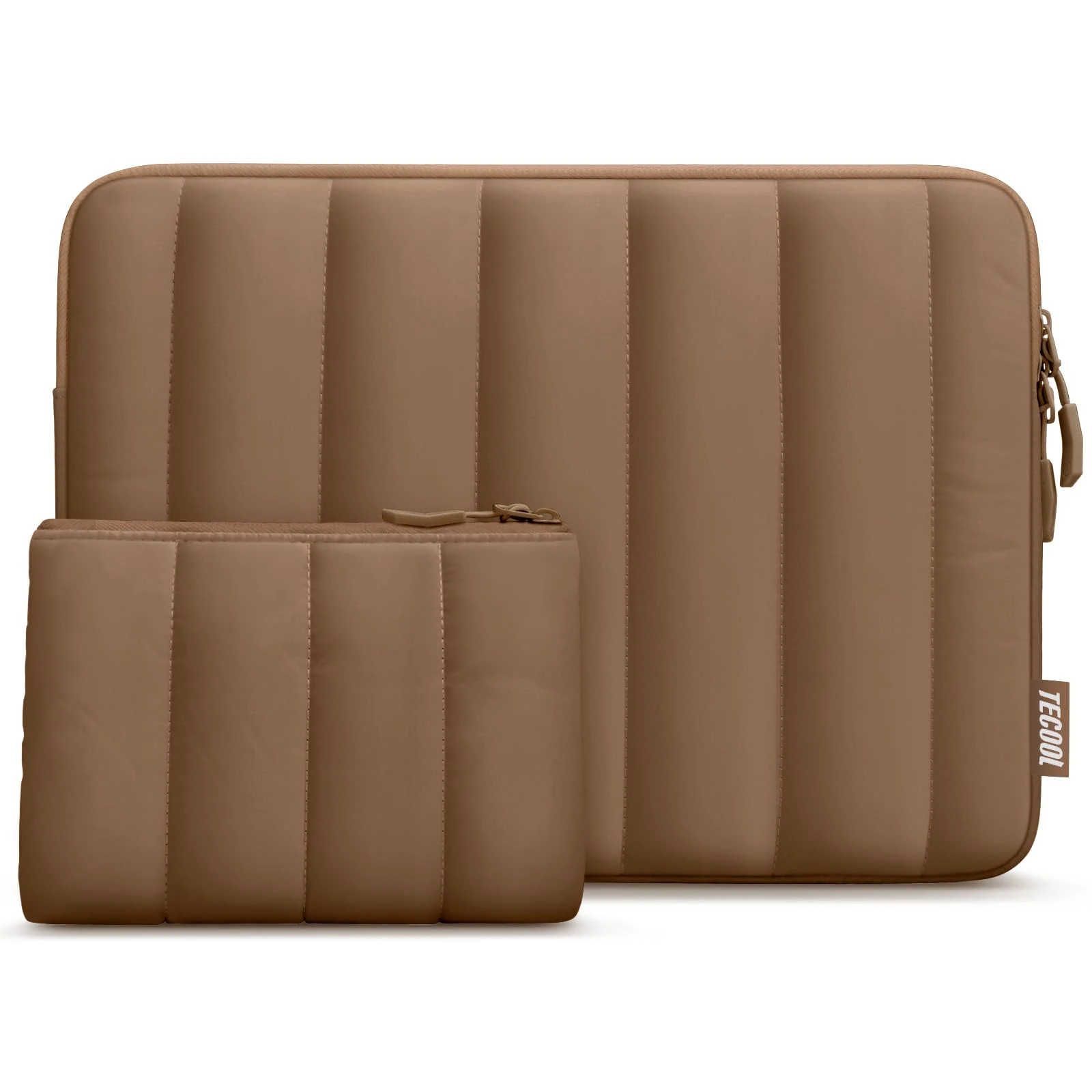 TECOOL Puffy 13 13.3 Inch Laptop Sleeve Macbook Case for MacBook Air 13 13.6 Inch M4 M3 M2 M1 2025 2024-2010, MacBook Pro 13/14 Inch M4 M3 M2 2024-2012,13.3 Splash-Resistant Protective Case, Brown