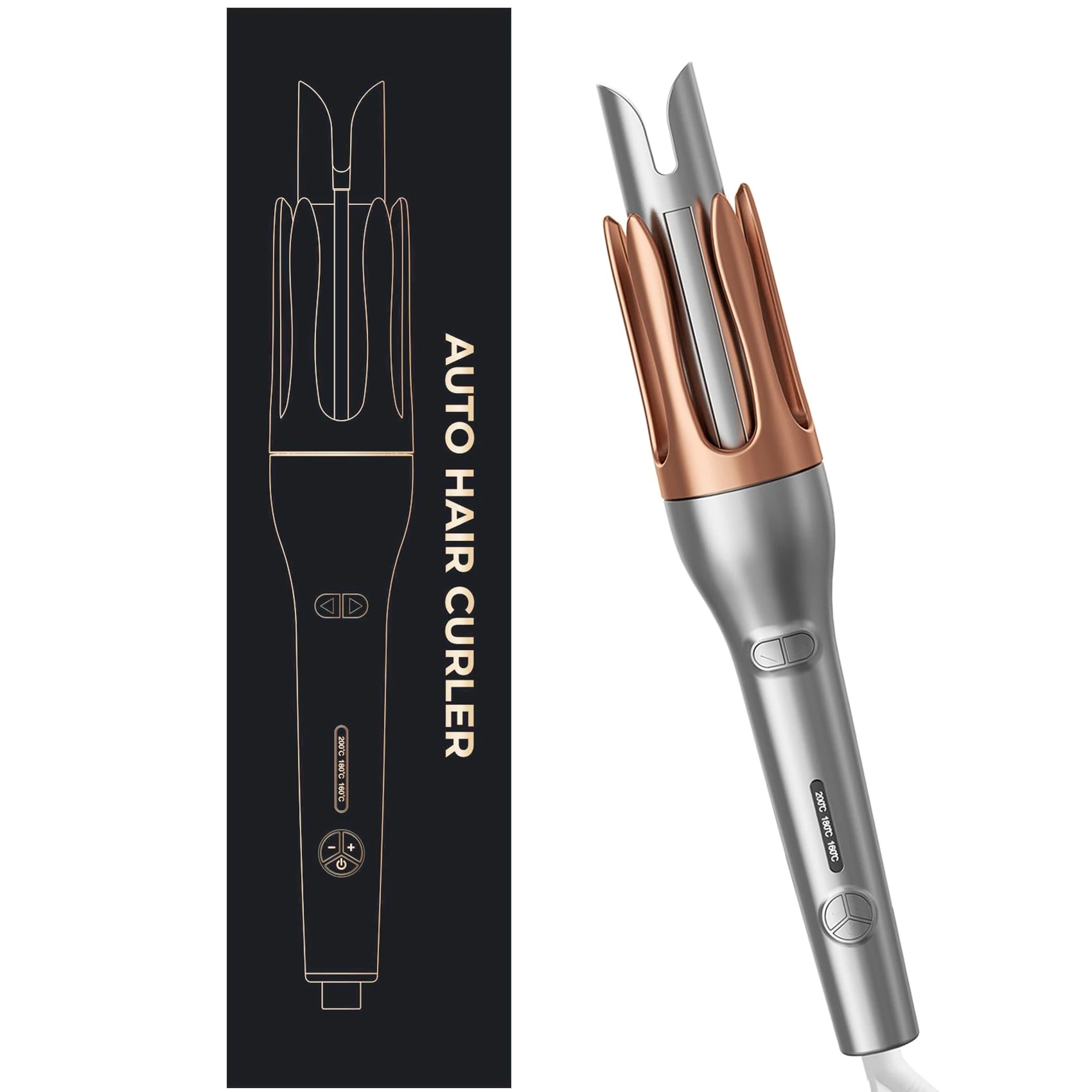 Hair Curler, Portable Automatic Curling Iron with Anti-Scald Design, 30s Fast Heat, 3 Temp Settings, 32mm Tourmaline Ceramic Barrel, 60 Min Auto Shut-Off