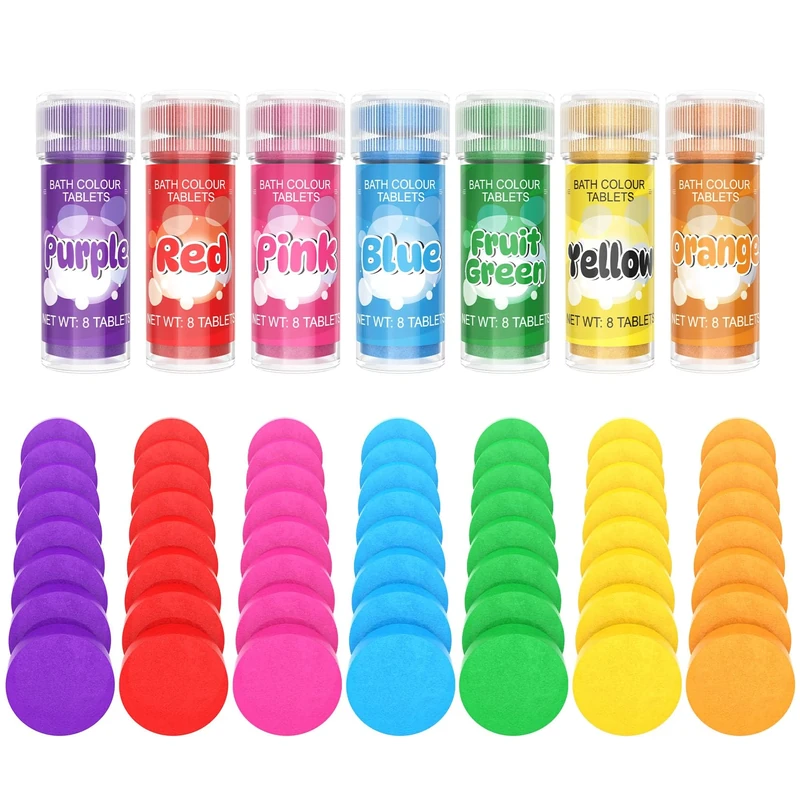 Fidton Bath Colour Tablets - 160 Counts Water Colours Changing Tablets, No Fragrance Food Grade Skin - Friendly, 7 Vivid Colours Bath Paints - Image 1