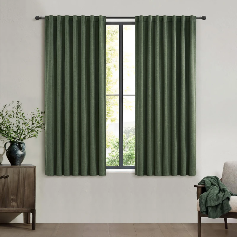 Living Room Dark Olive Green Black Out Curtains 72 Inch Long 2 Panels Set, Thermal Insulated Heat Blocking Curtain for Window Vintage Drapes for Bedroom Hooks&Rings&Back Tab (50"W x 72"L, Loden)