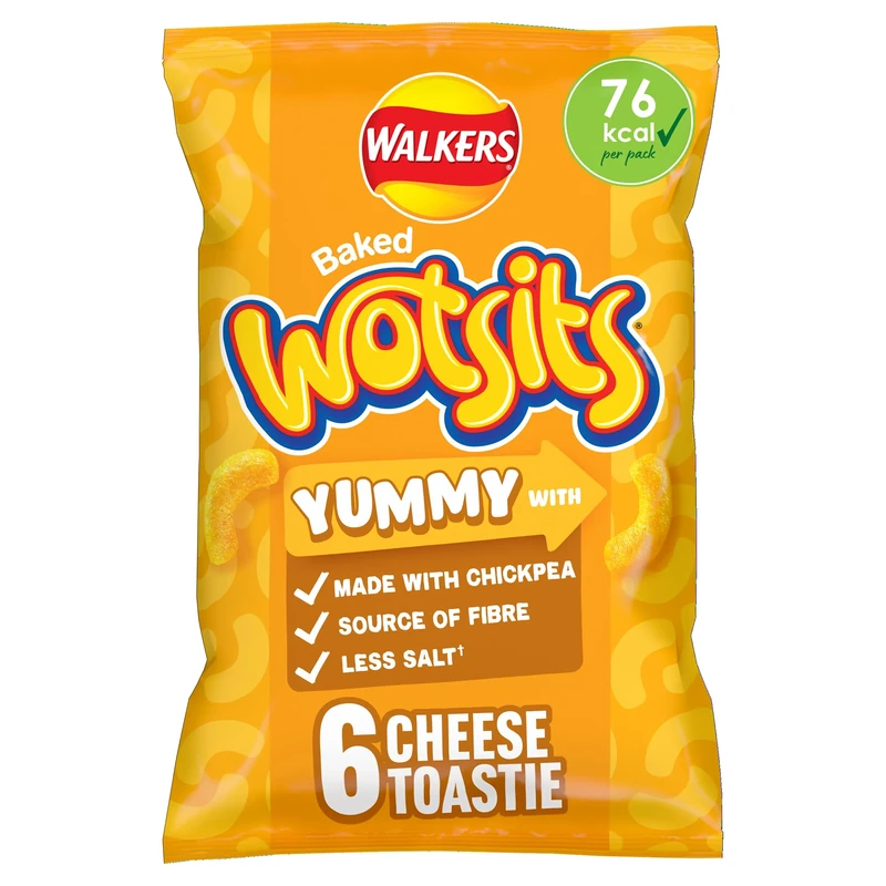 Walkers Wotsits Cheese Toastie Multipack Chickpea Crisps (Case of 18x6x16g)