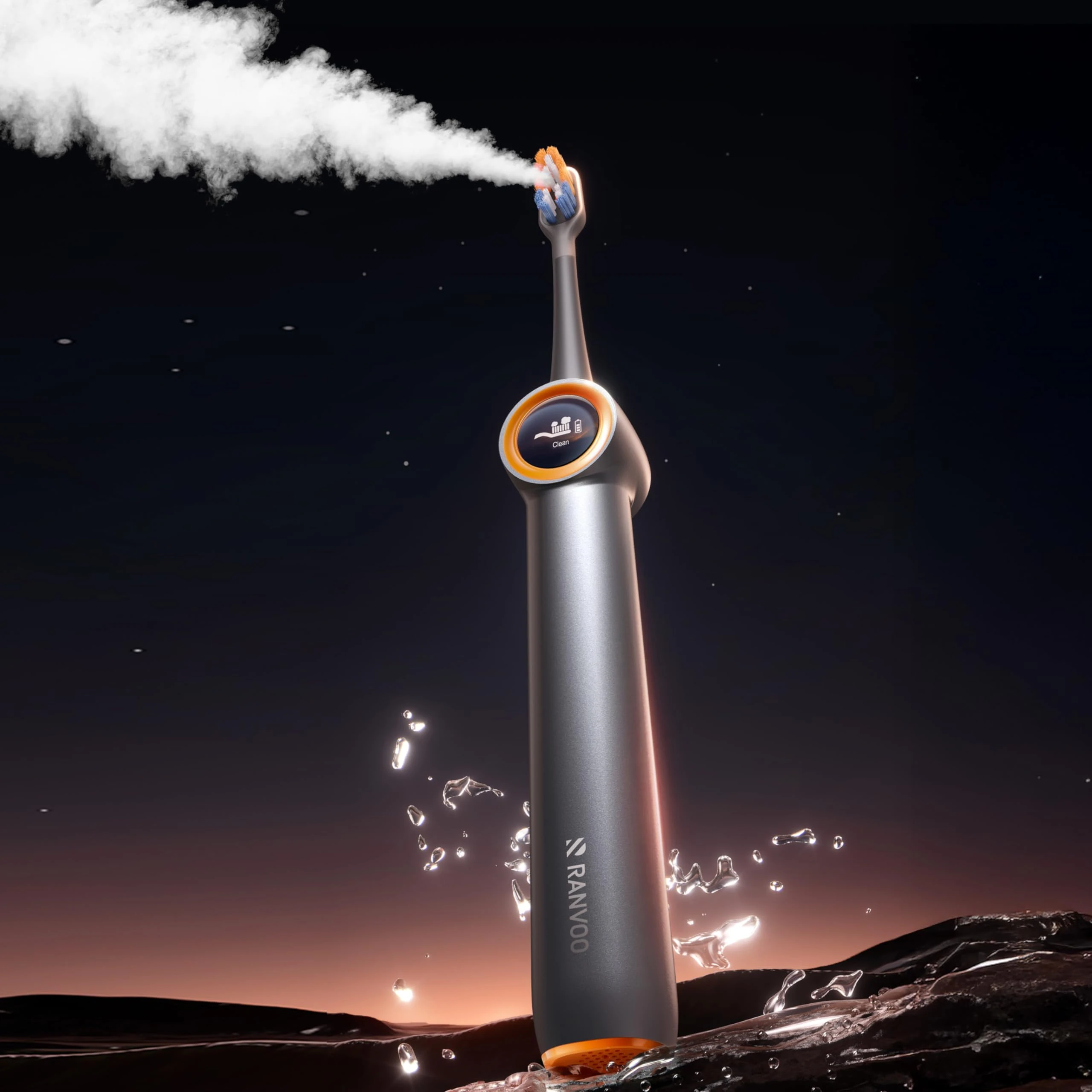 RANVOO AirJet PH3 [Vibrating & Flossing 2-in-1] Bubble Sonic Electric Toothbrush, Plaque Removal, White for Adult Protect Gum Orthodontic Teeth Clean Rechargeable Gift with 2 Soft Brush Heads Grey