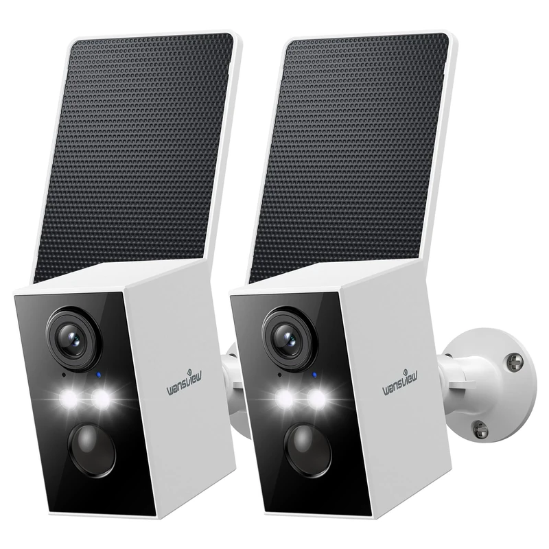 wansview Solar CCTV Camera Outdoor Wireless, 2K Outdoor Cameras House Security, Battery Operated Home Security, PIR Detection, Colour Night Vision, TF Card & Cloud Storage, IP65, 2P