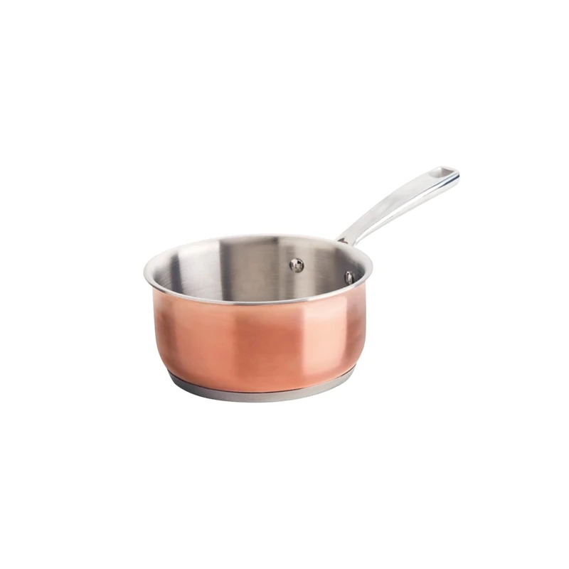 QDESIGN Qulinart Copper+ Saucepan, Leather and Stainless Steel, Triply Multi-Layered, Suitable for All Heat Sources Including Induction - Oven, Fridge, Dishwasher, Non-Stick PFOA-Free - Diameter 16 cm