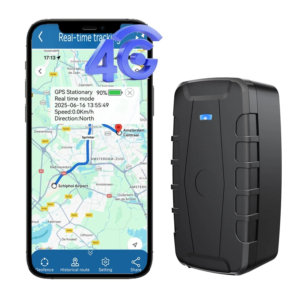 Winnes Hidden Magnetic GPS Tracker 4G 20,000mAh Real time GPS Car tracker Fleet Tracking Device Software, Security Alarms, Geofence, Speed Alert Long Battery Life Quick Set-up