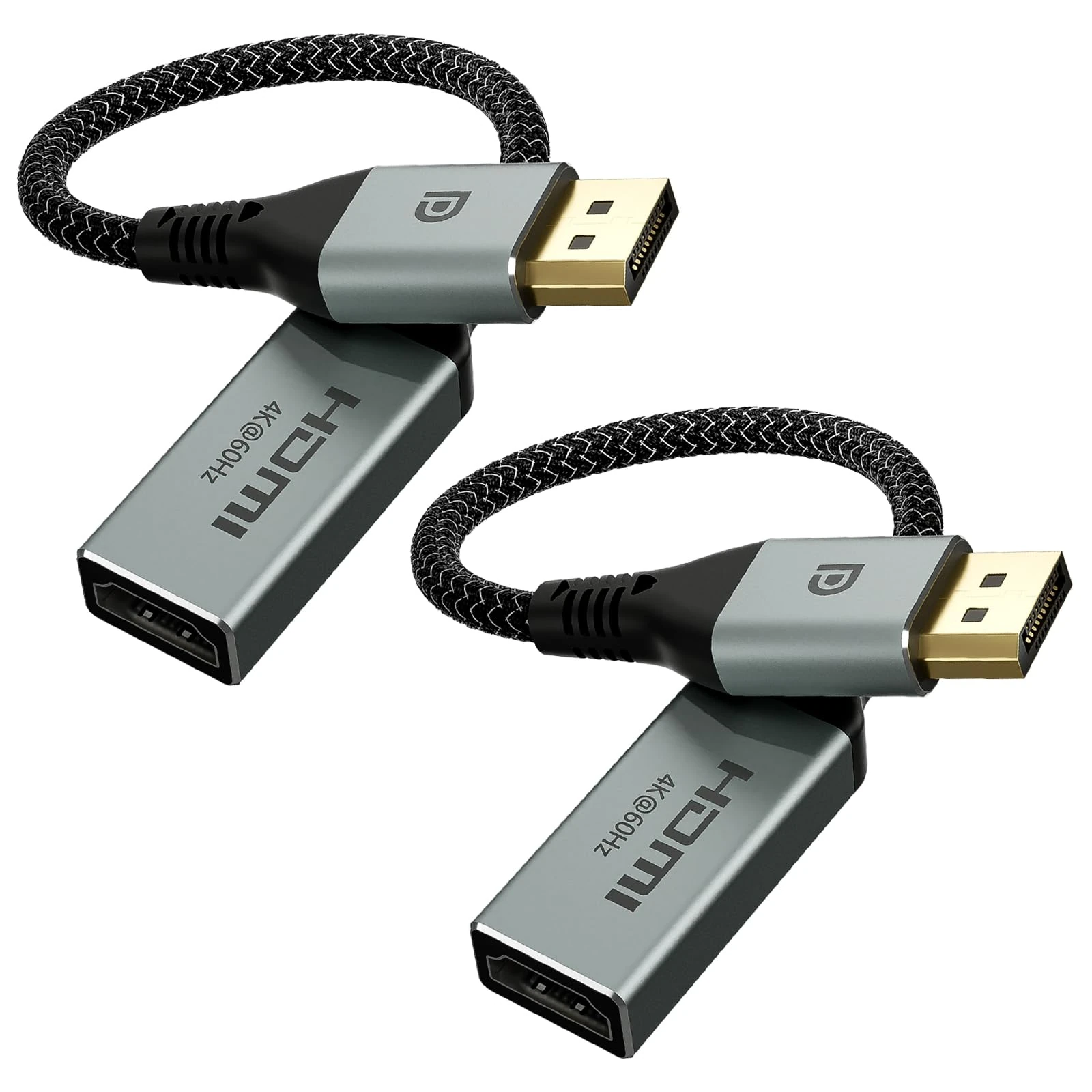 VCELINK 4K Displayport to HDMI Adapter, 1080P@120Hz Uni-Directional DP Male to HDMI Female Converter, Compatible with Computer, Monitor, TV, Projector, 2Pack