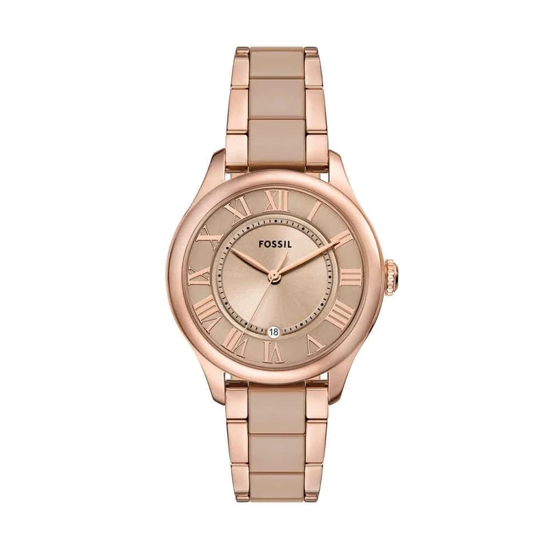 Fossil Gilmore Watch for Women, Quartz Three Hand Date Movement with Stainless Steel or Leather Strap