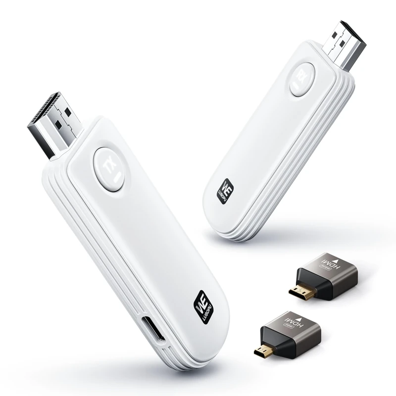 2026 Upgraded Wireless HDMI Transmitter and Receiver, 4K Decode 1080P Output, 5G Portable HDMI Wireless Extender for Streaming Video Audio Files from Laptop, PC to HDTV, Monitor, Projector -50M