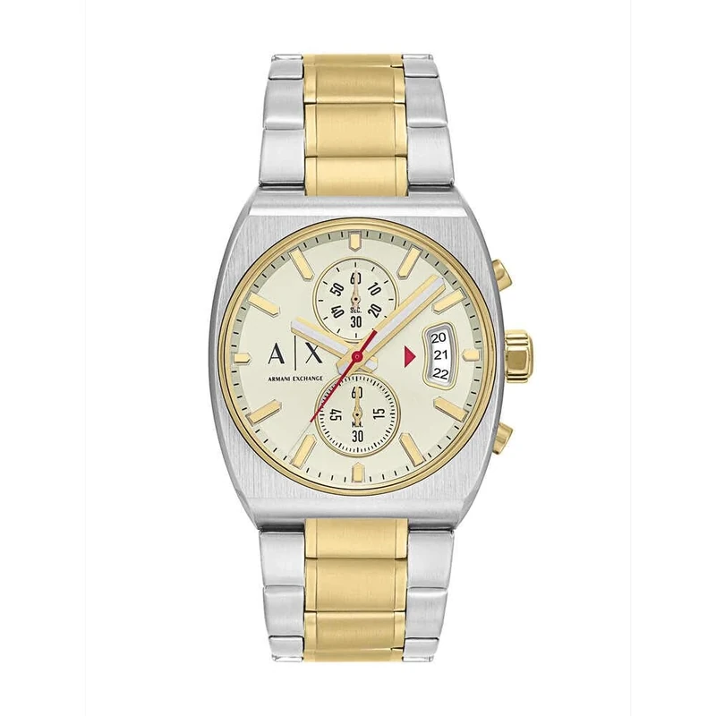 Armani Exchange Watch for Men, Quartz Chronograph Movement and 40 mm Case Size with Stainless Steel Strap, White and Silver Tone