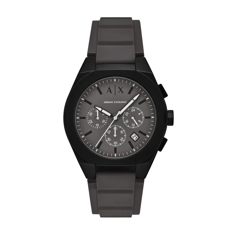 Armani Exchange Watch for Men, Quartz Chronograph Movement and 42mm Case Size with Silicone Strap, Light Grey