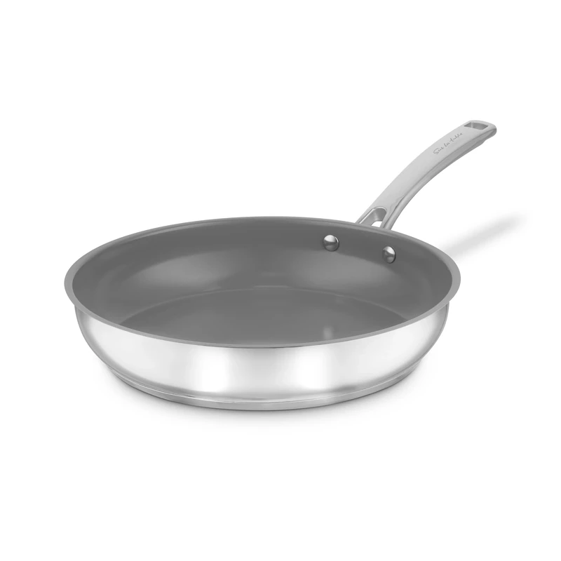 Sur La Table Stainless Steel 30cm Frying Pan, 10x Stronger Superior Ceramic Non-Stick Coating, Induction Compatible
