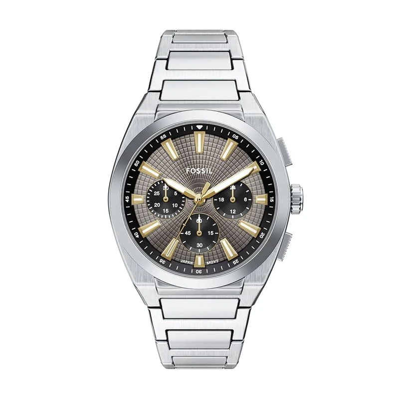 Fossil Everett Watch for Men, Quartz Chronograph Movement with Stainless Steel or Leather Strap