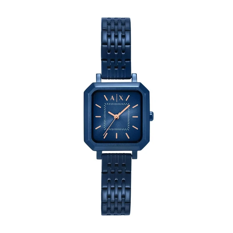 Armani Exchange Watch for Women, Quartz Three Hand Movement and 27 mm Case Size with Stainless Steel Strap, Pale Blue