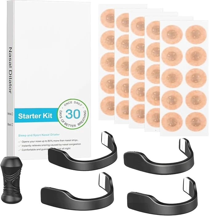 PUO Magnetic Anti-Snoring Nasal Strips Kit - 60 Strips, 4 Clips