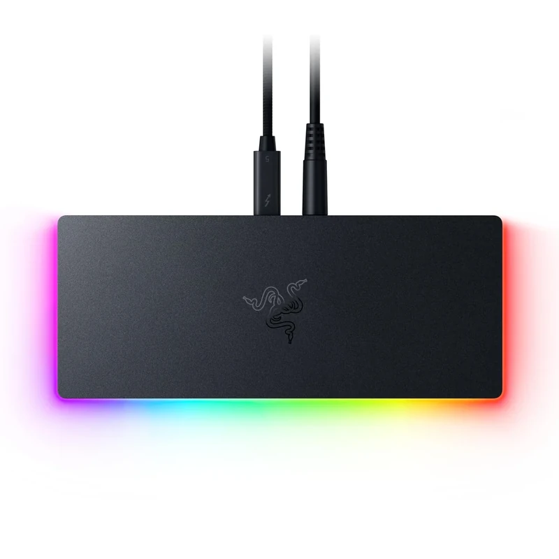 Razer Thunderbolt 5 Dock Chroma - 10 ports USB-Dock - 3x DisplayPort USB-C - Ethernet - Passthrough 140W - SD/UHS card - 2x USB-A - M.2 extension - UK connector - PC/Mac | Black