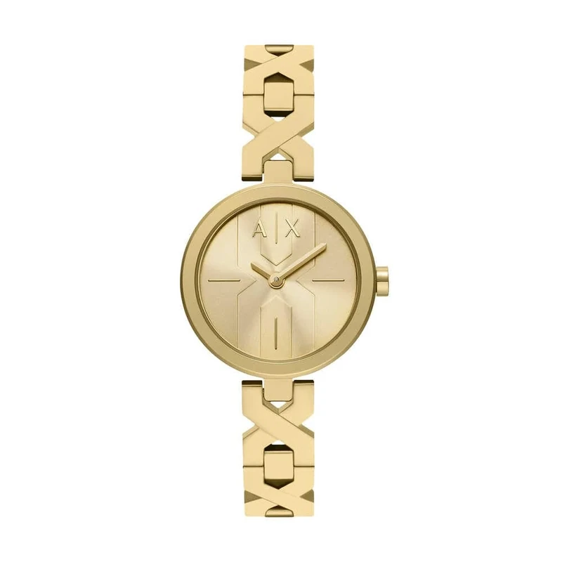 Armani Exchange Watch for Women, Quartz Two-Hand Movement and 32 mm Case Size with Stainless Steel Strap, Mystic Gold
