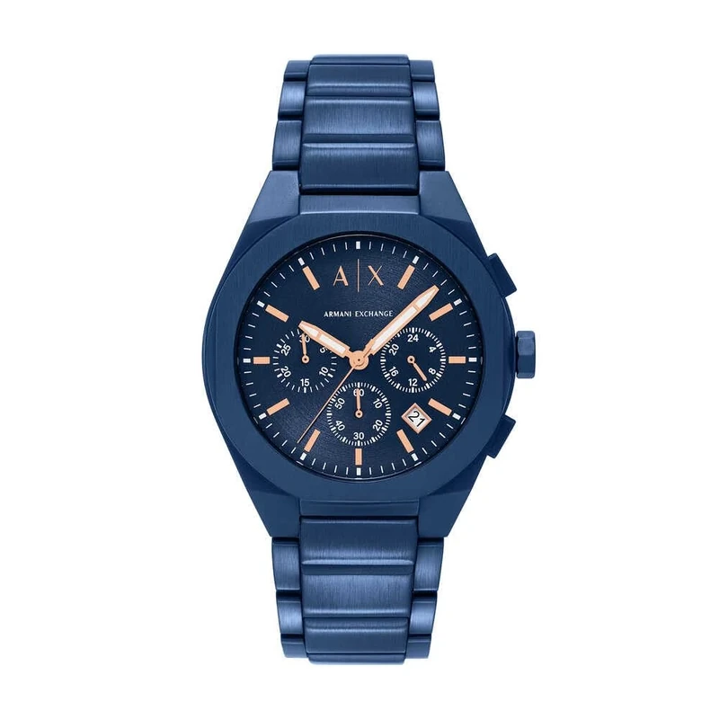 Armani Exchange Watch for Men, Quartz Chronograph Movement and 42mm Case Size with Stainless Steel Strap, Dark Blue