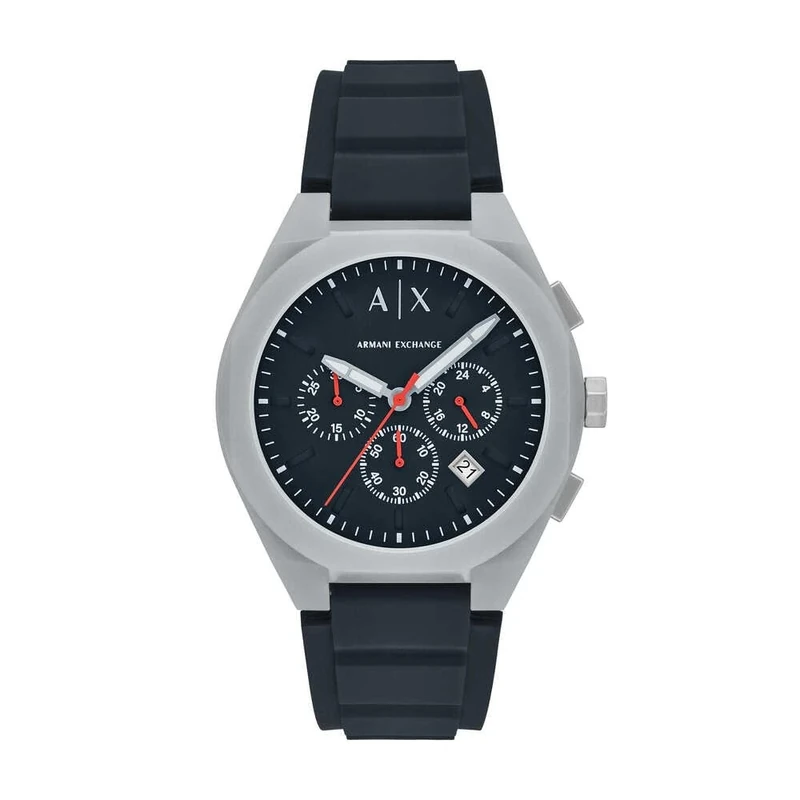 Armani Exchange Watch for Men, Quartz Chronograph Movement and 44mm Case Size with Silicone Strap, Slate Grey